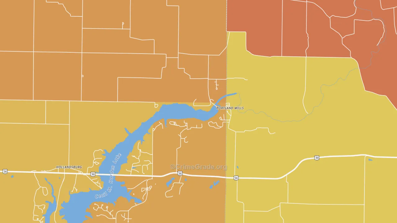 Portland Mills, IN Map of Assault Rates