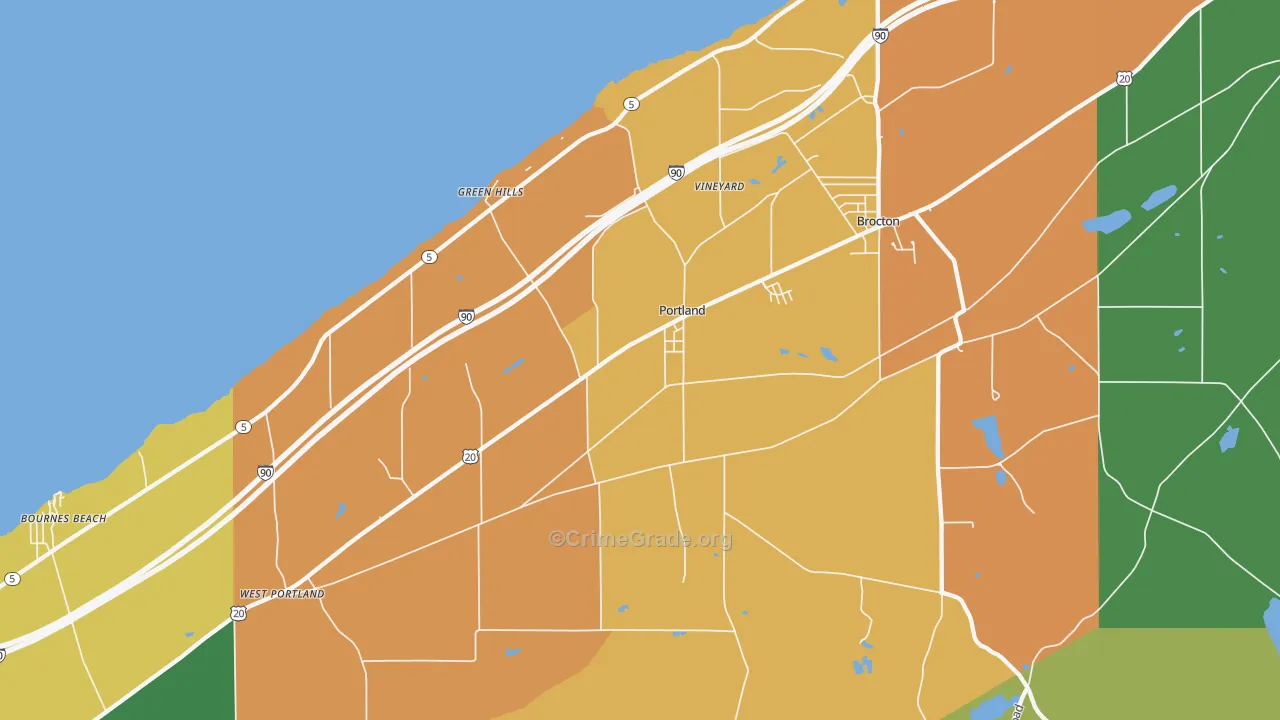 Portland, NY Map of Assault Rates