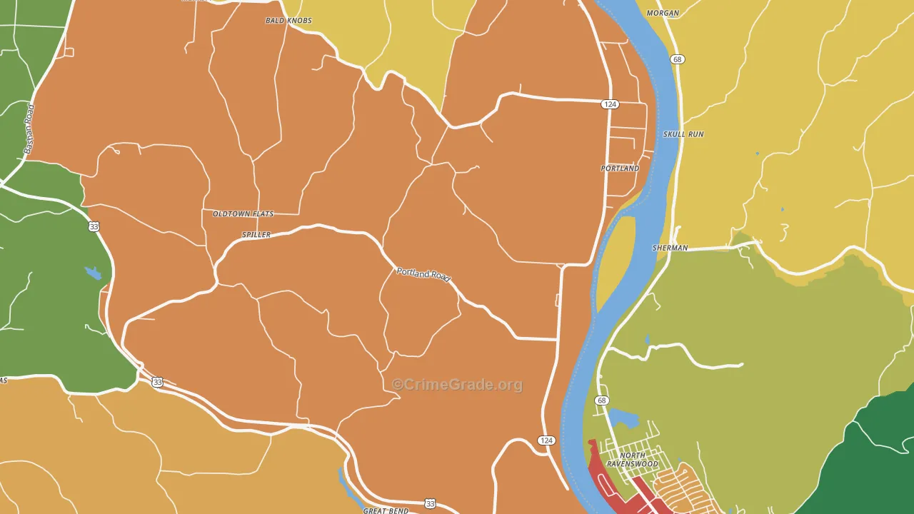 Portland, OH Map of Assault Rates