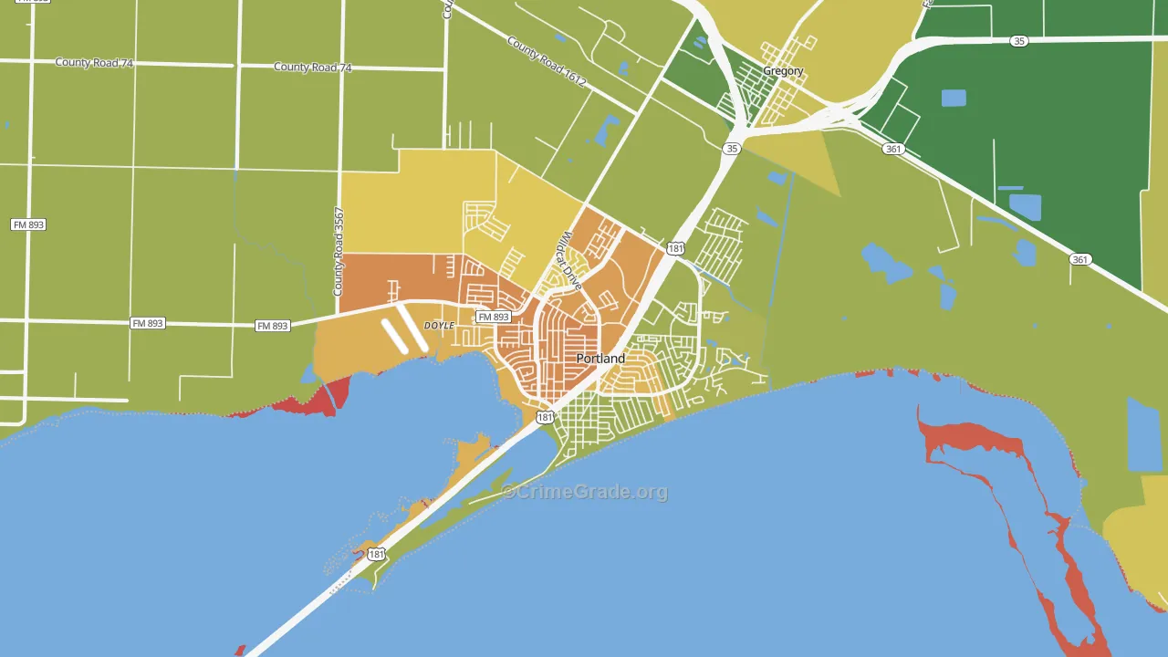 Portland, TX Map of Assault Rates