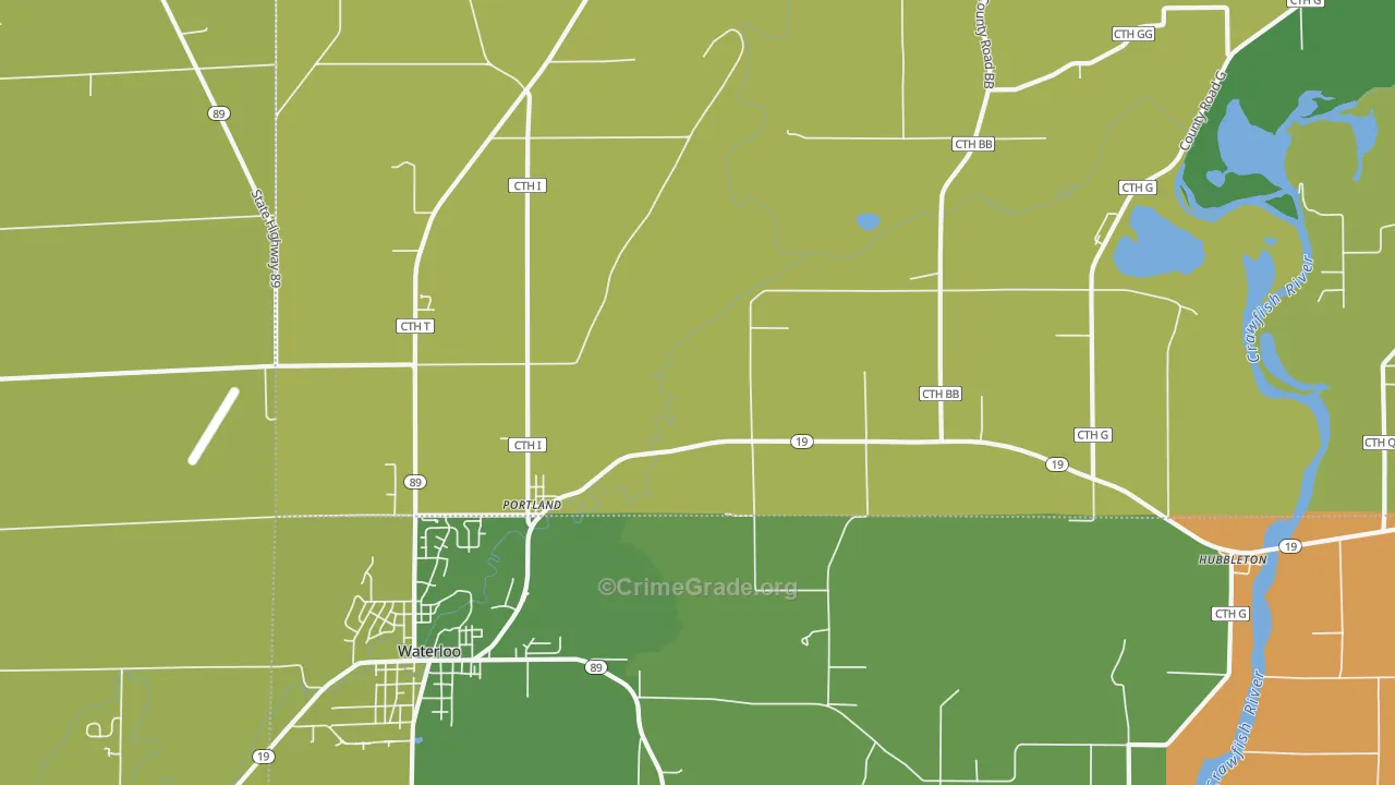 Portland, WI Map of Assault Rates