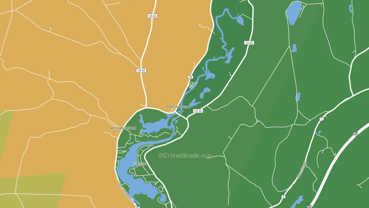 Portlandville, NY Map of Assault Rates