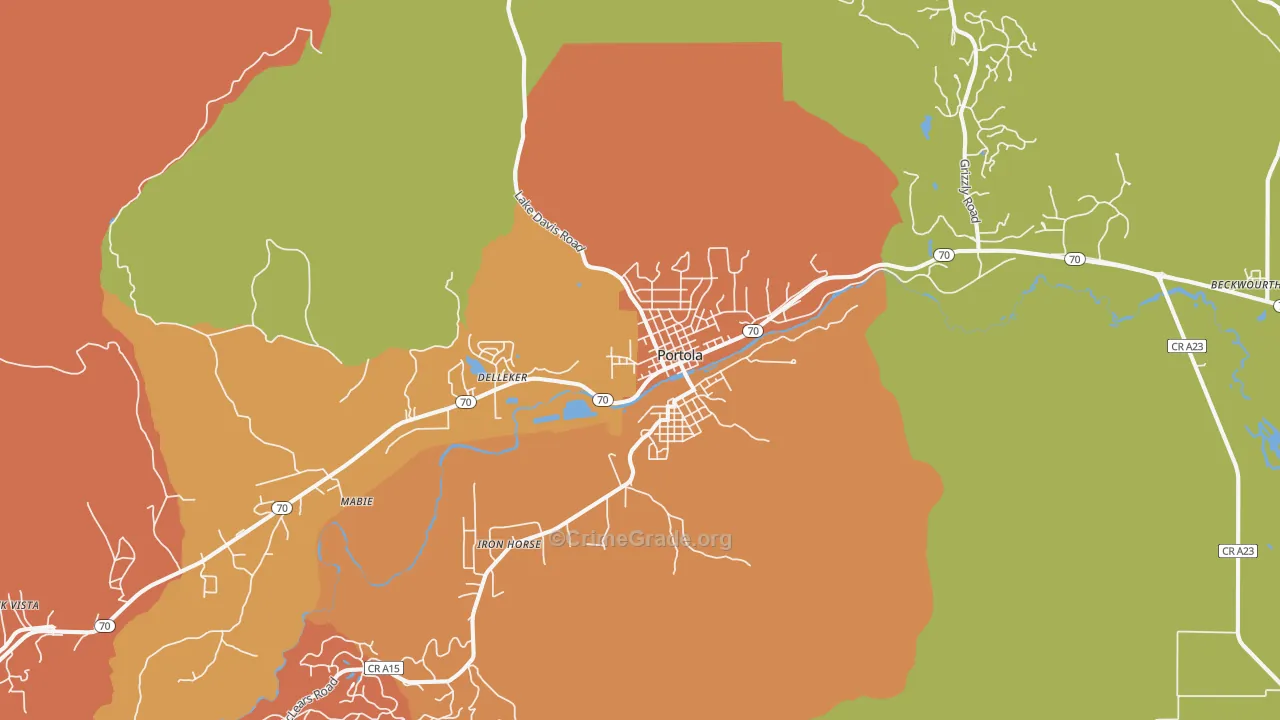 Portola, CA Map of Assault Rates