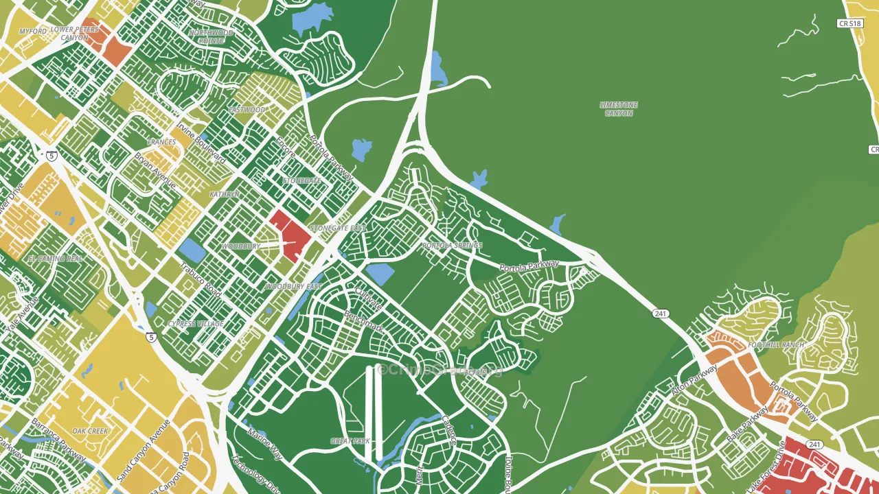 Portola Springs, Irvine, CA Map of Assault Rates
