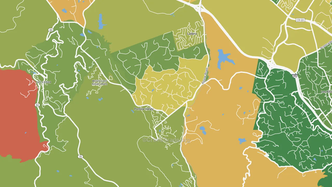 Portola Valley, CA Map of Assault Rates