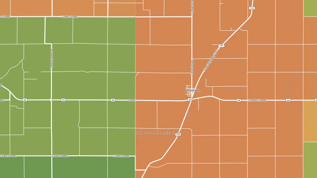 Portsmouth, IA Map of Assault Rates