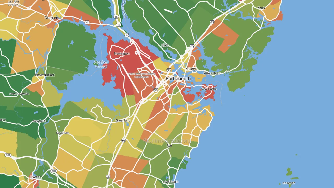 Portsmouth, NH Map of Assault Rates