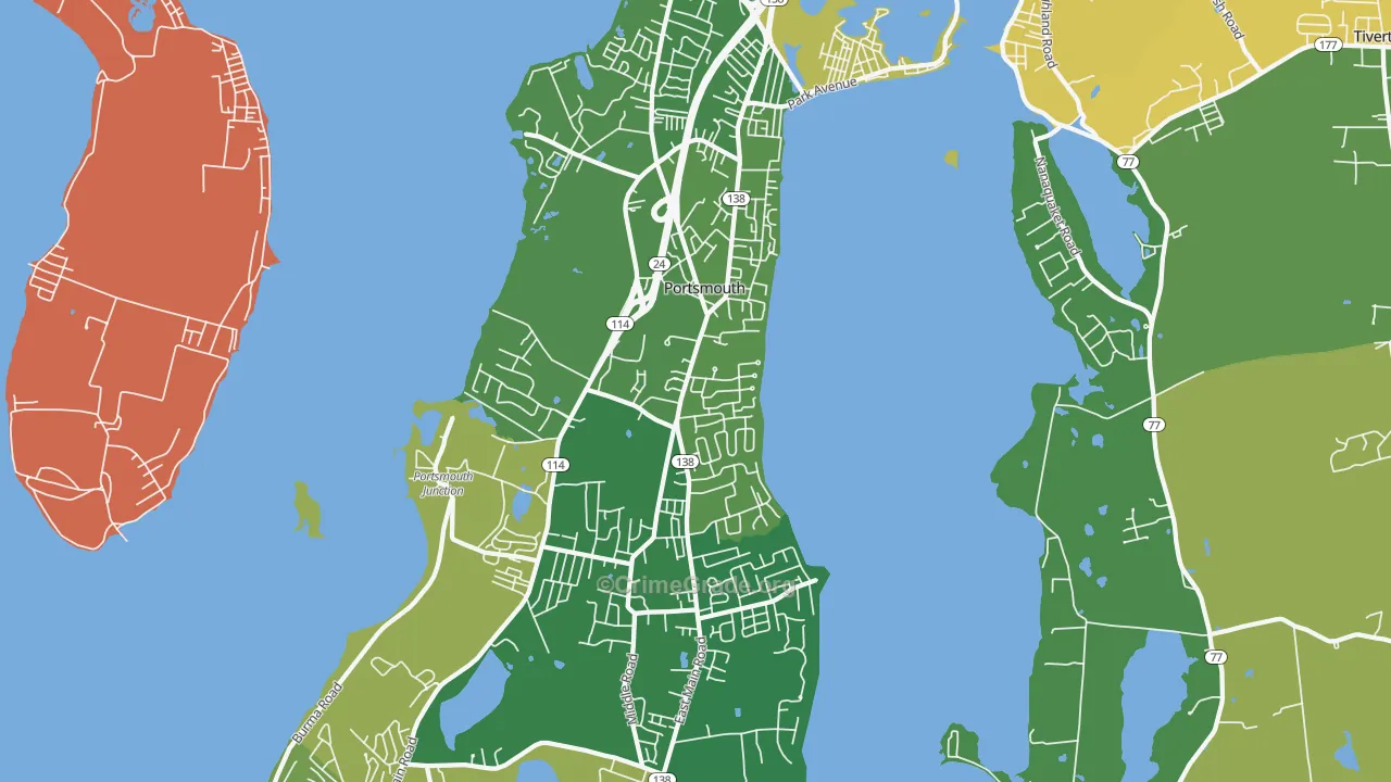 Portsmouth, RI Map of Assault Rates