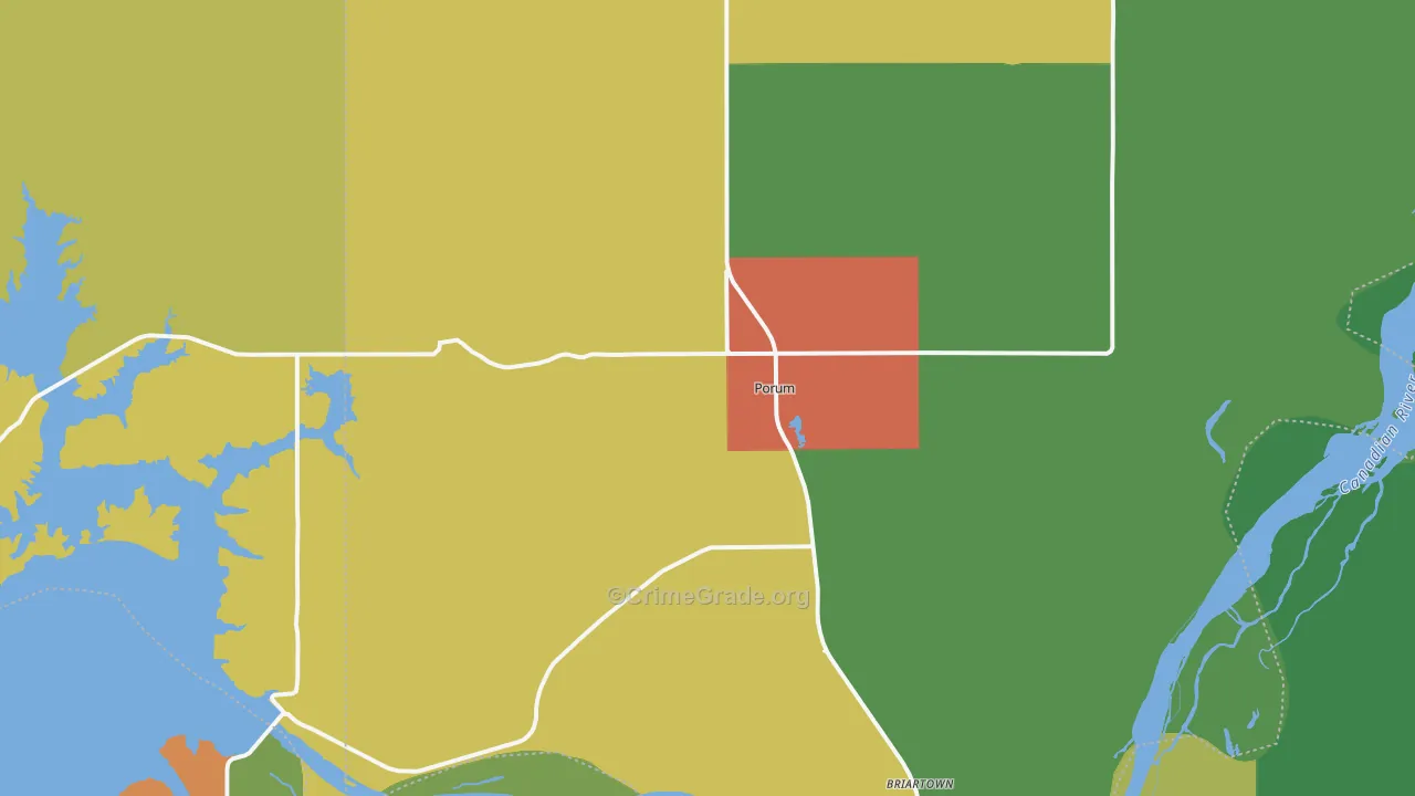 Porum, OK Map of Assault Rates