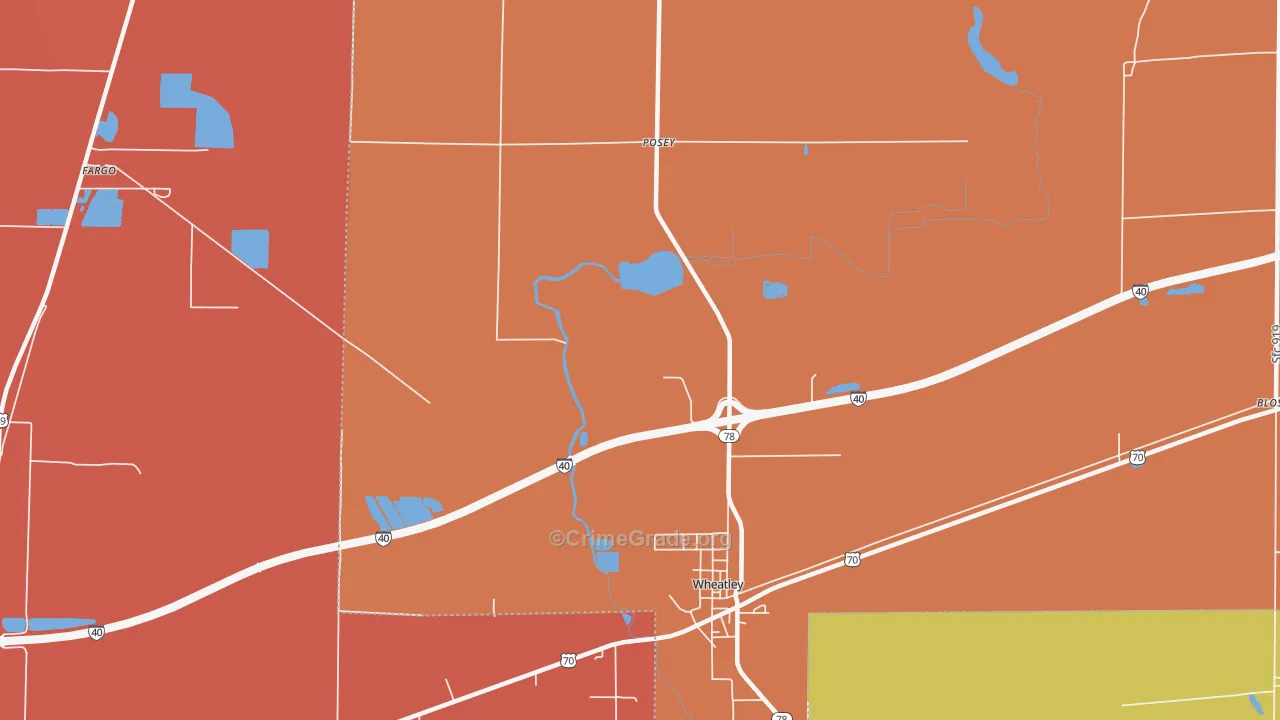 Posey, AR Map of Assault Rates