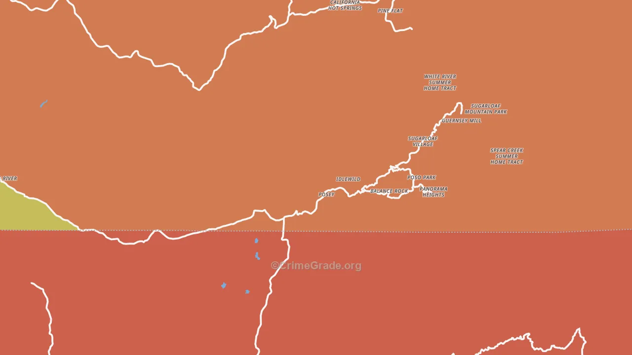 Posey, CA Map of Assault Rates