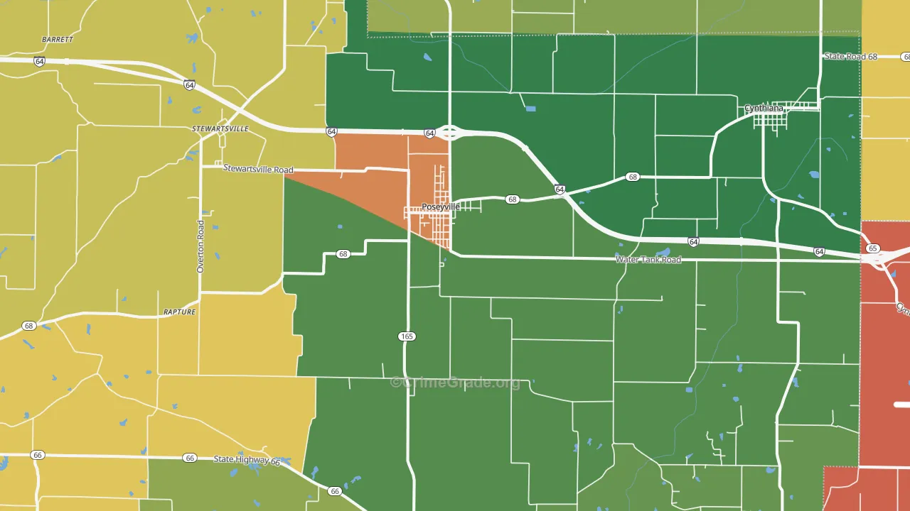 Poseyville, IN Map of Assault Rates