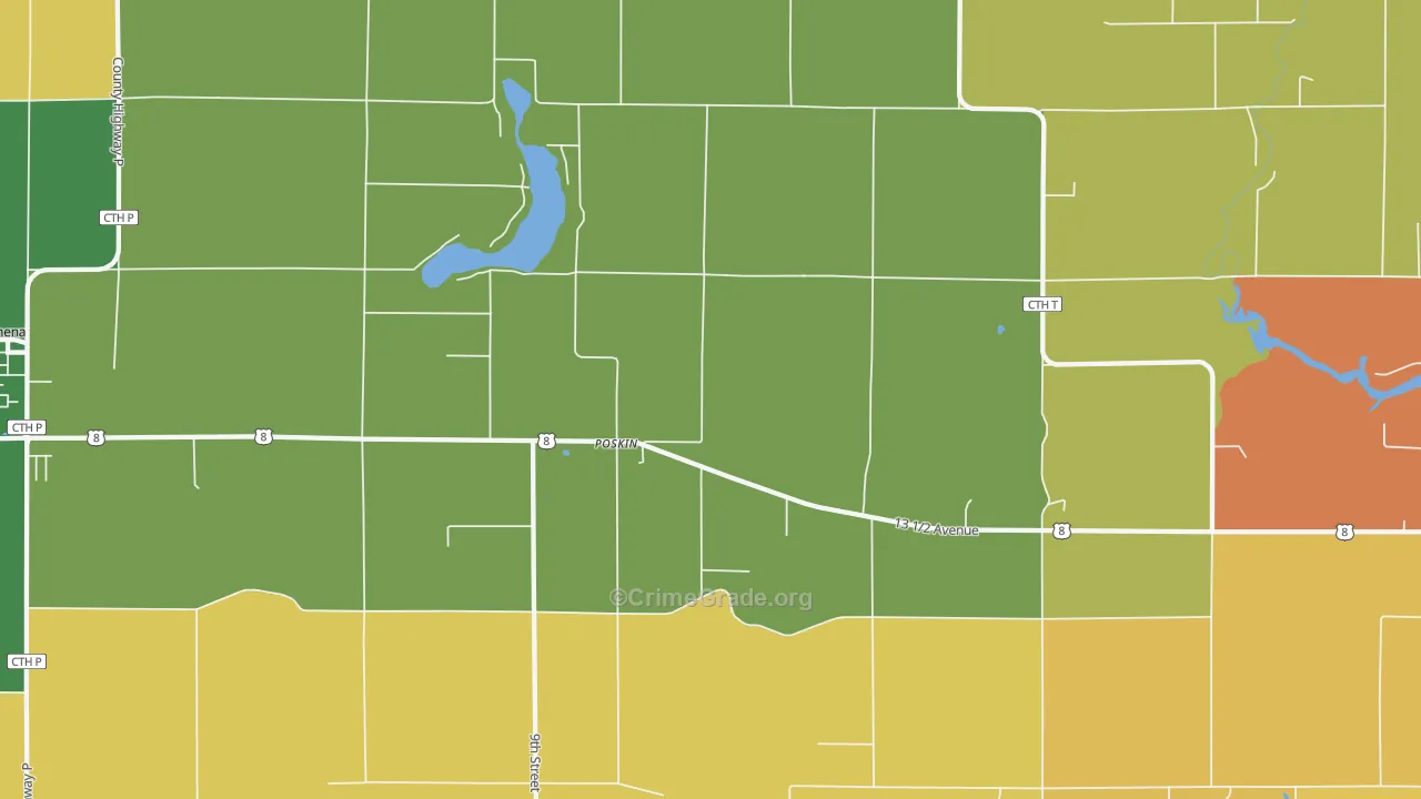 Poskin, WI Map of Assault Rates