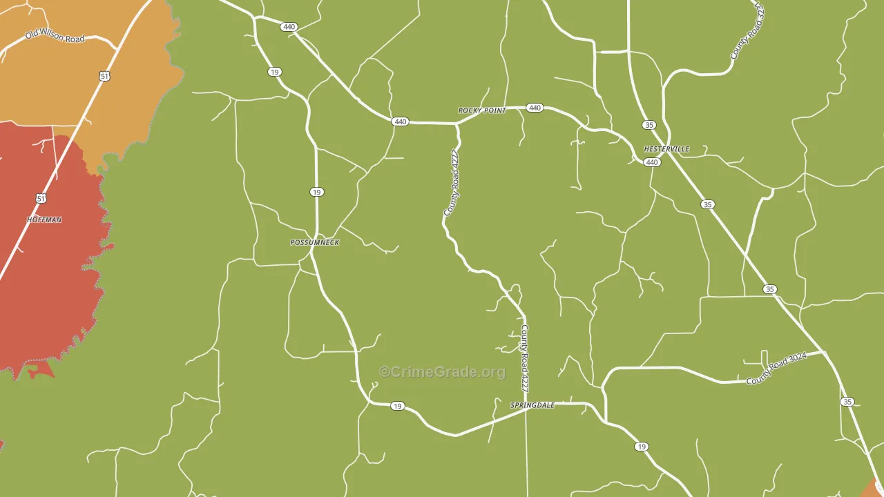 Possumneck, MS Map of Assault Rates