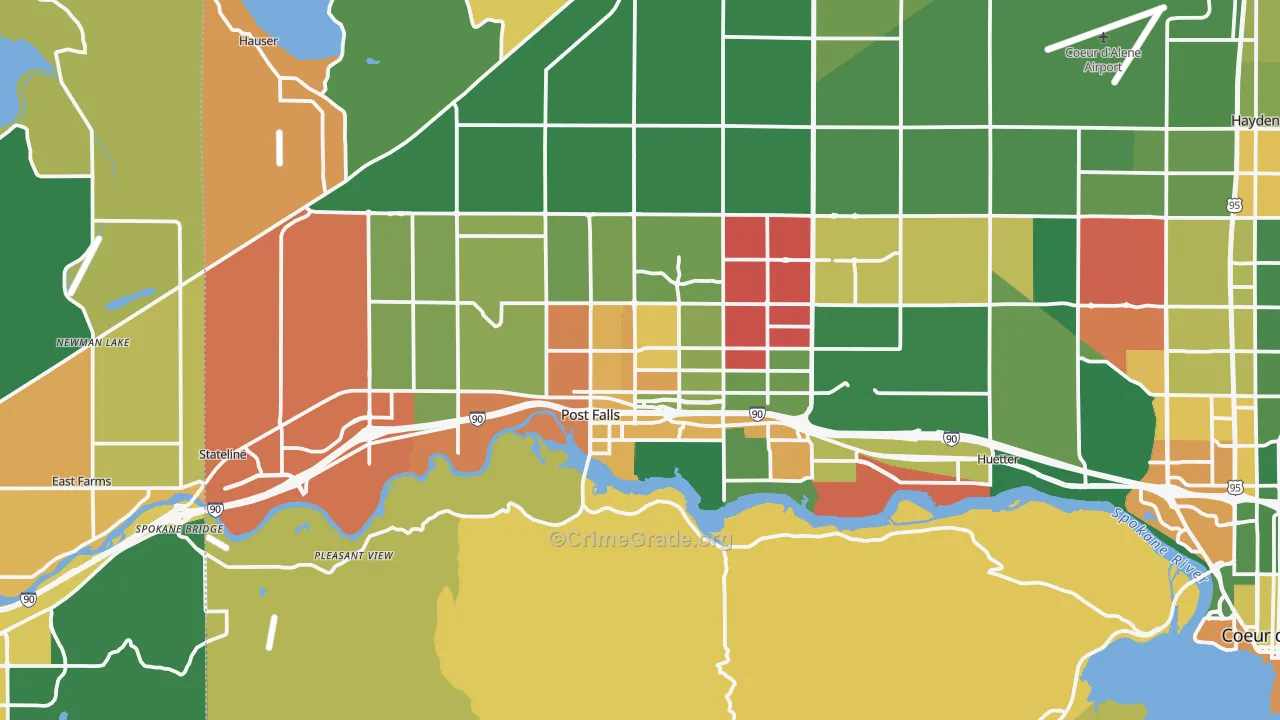 Post Falls, ID Map of Assault Rates