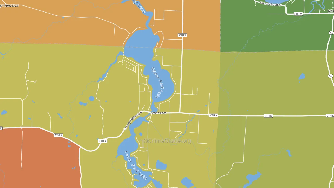 Post Lake, WI Map of Assault Rates