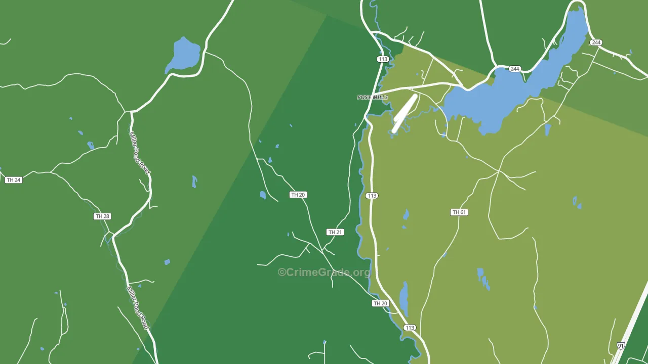Post Mills, VT Map of Assault Rates