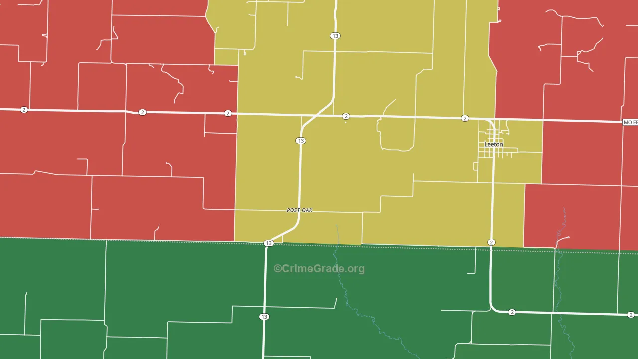 Post Oak, MO Map of Assault Rates