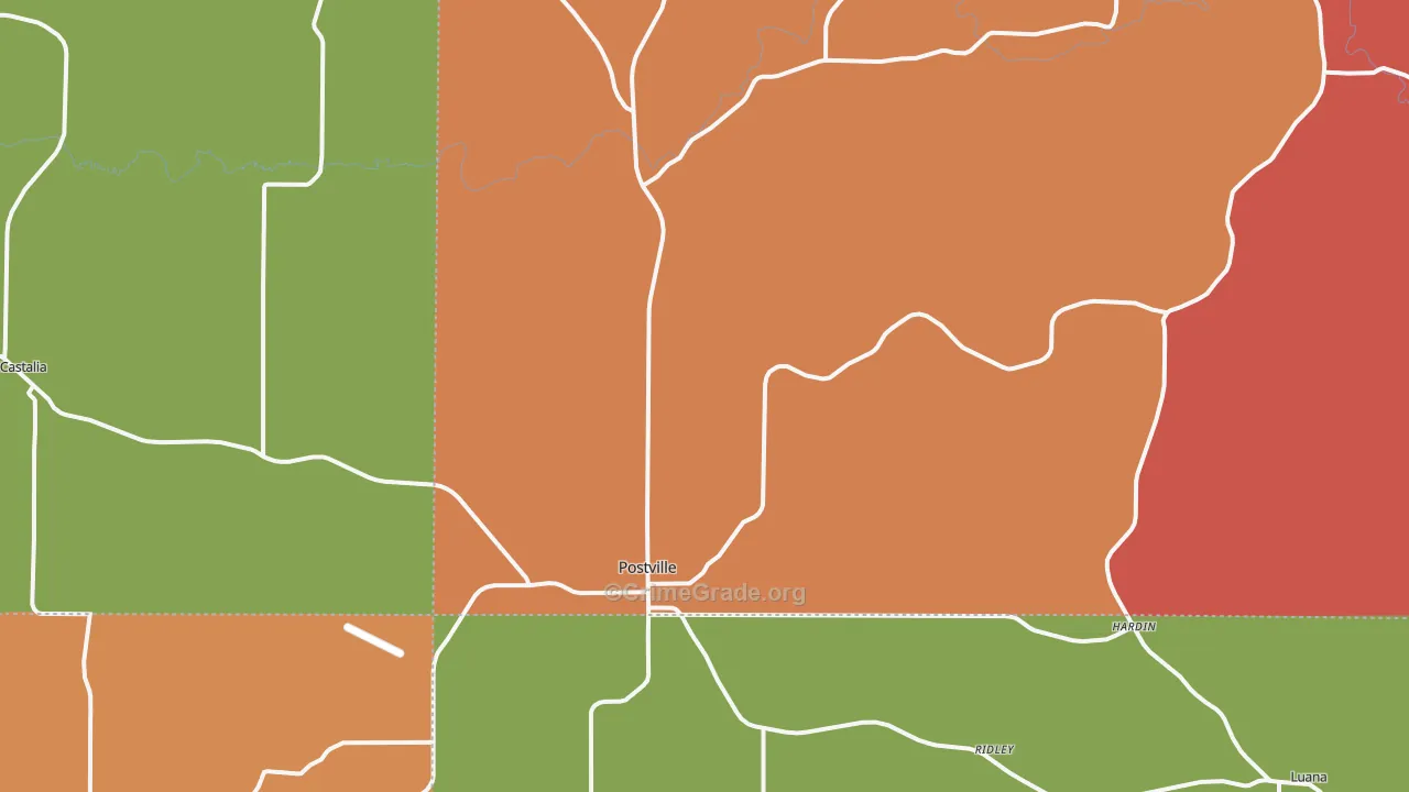 Postville, IA Map of Assault Rates