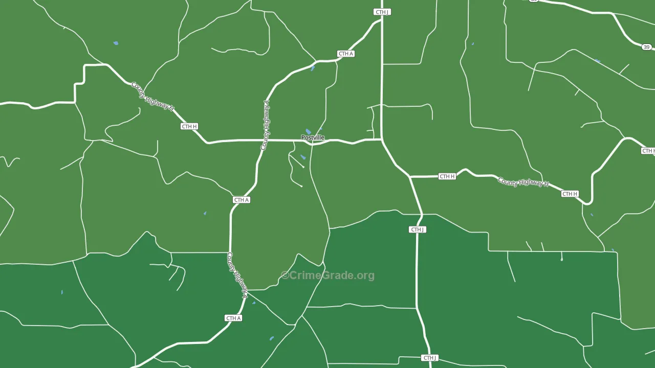 Postville, WI Map of Assault Rates