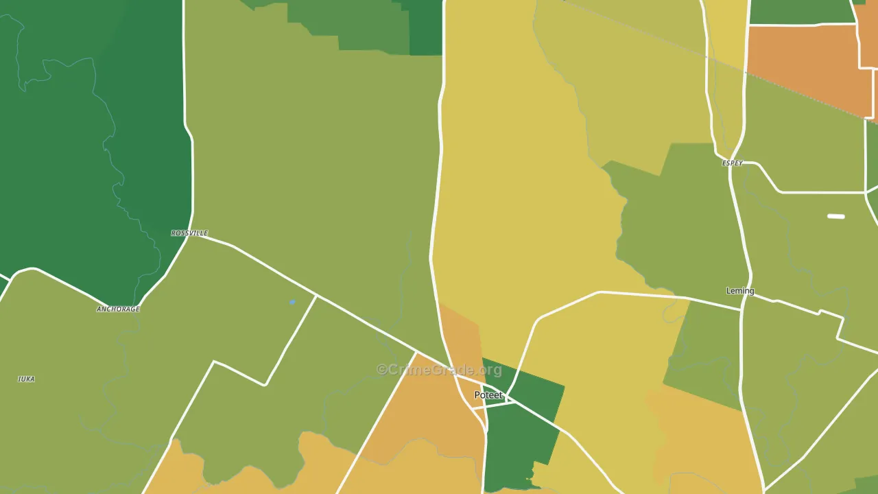 Poteet, TX Map of Assault Rates