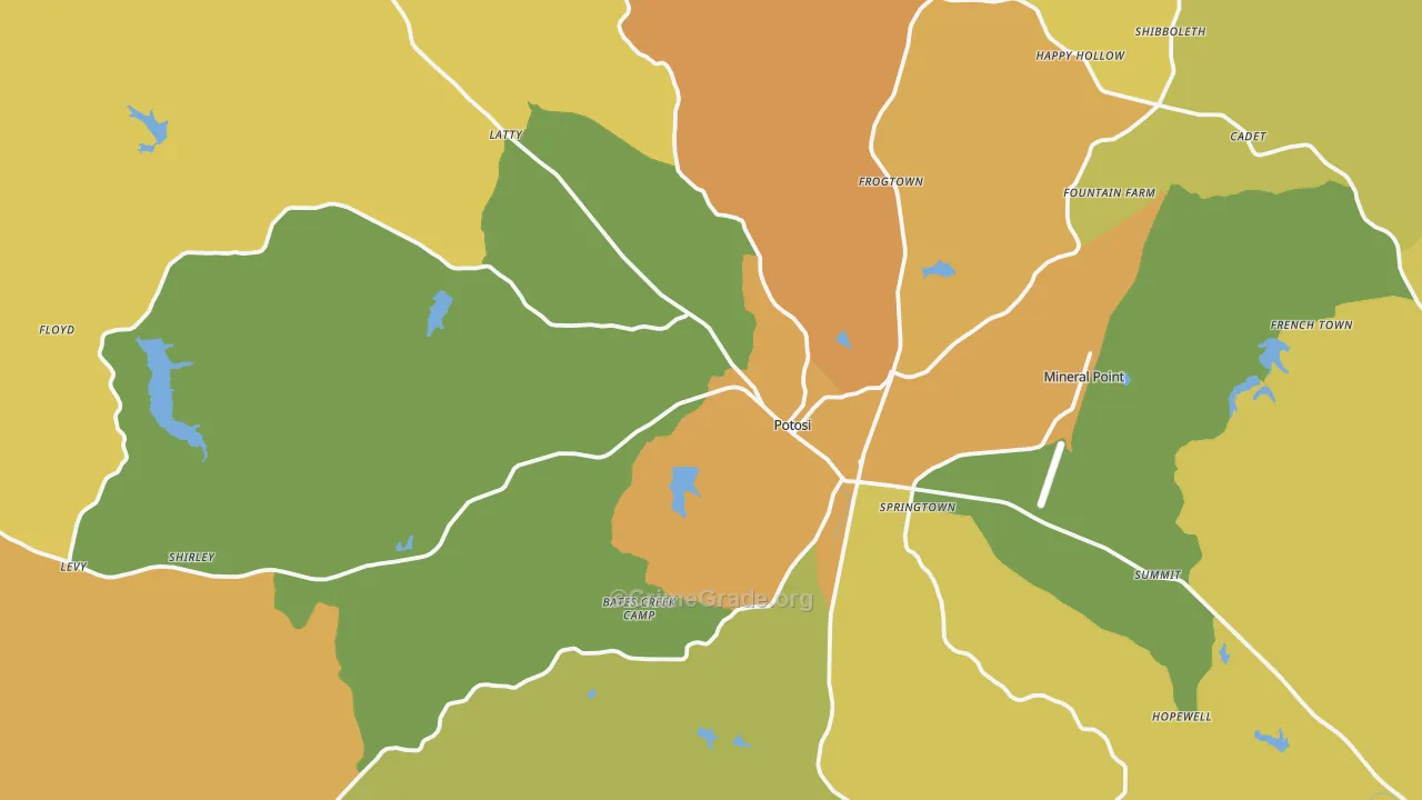 Potosi, MO Map of Assault Rates