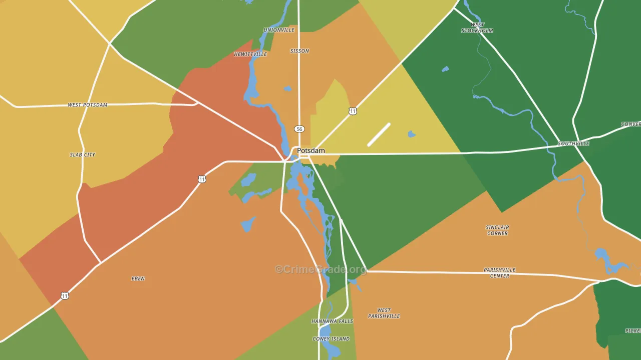 Potsdam, NY Map of Assault Rates