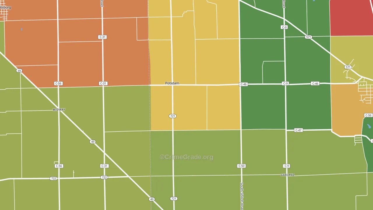 Potsdam, OH Map of Assault Rates