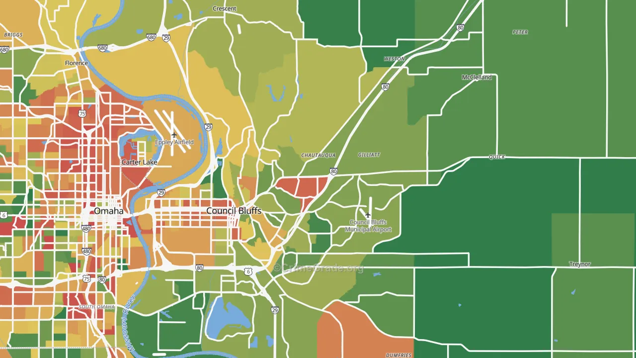 Pottawattamie County, IA Map of Assault Rates