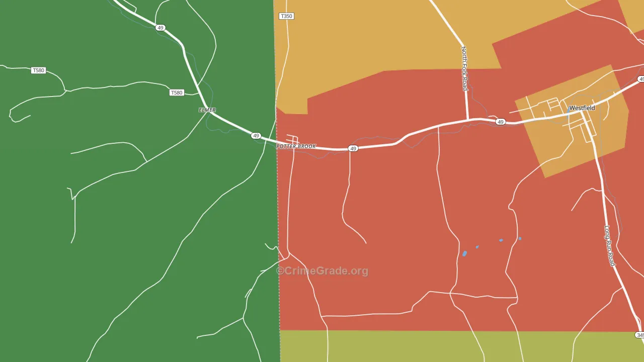 Potter Brook, PA Map of Assault Rates