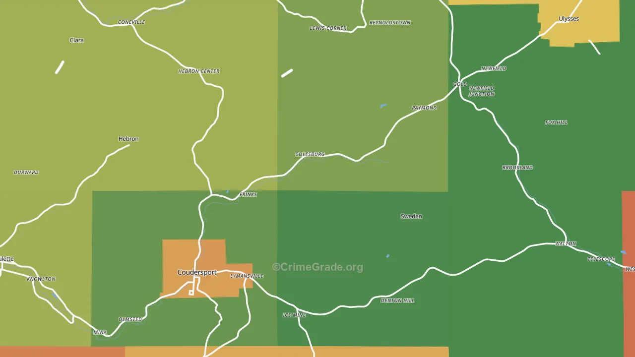 Potter County, PA Map of Assault Rates