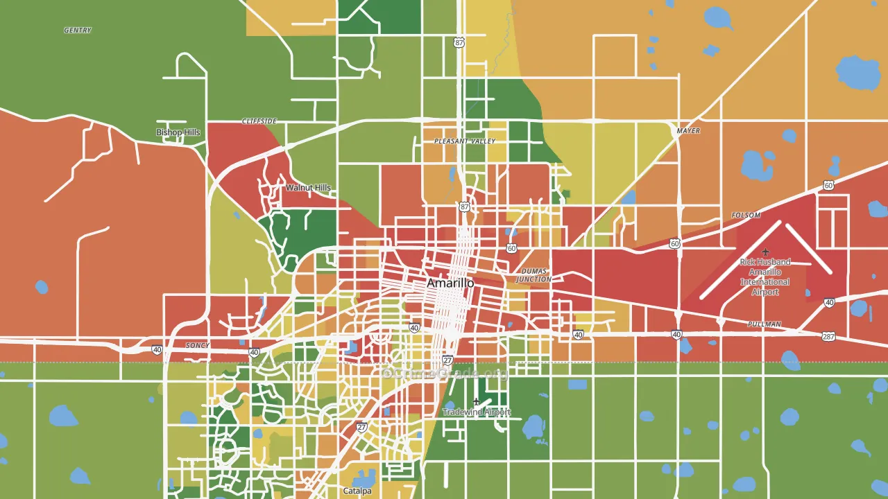 Potter County, TX Map of Assault Rates