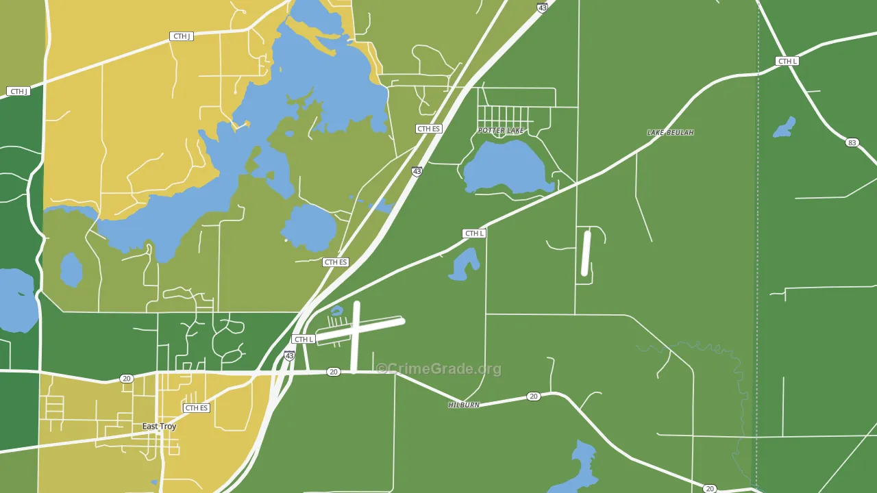 Potter Lake, WI Map of Assault Rates