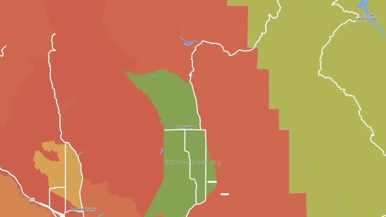 Potter Valley, CA Map of Assault Rates