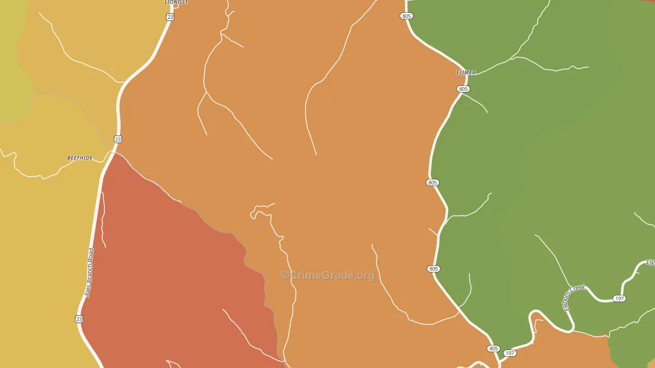 Potters Fork, KY Map of Assault Rates