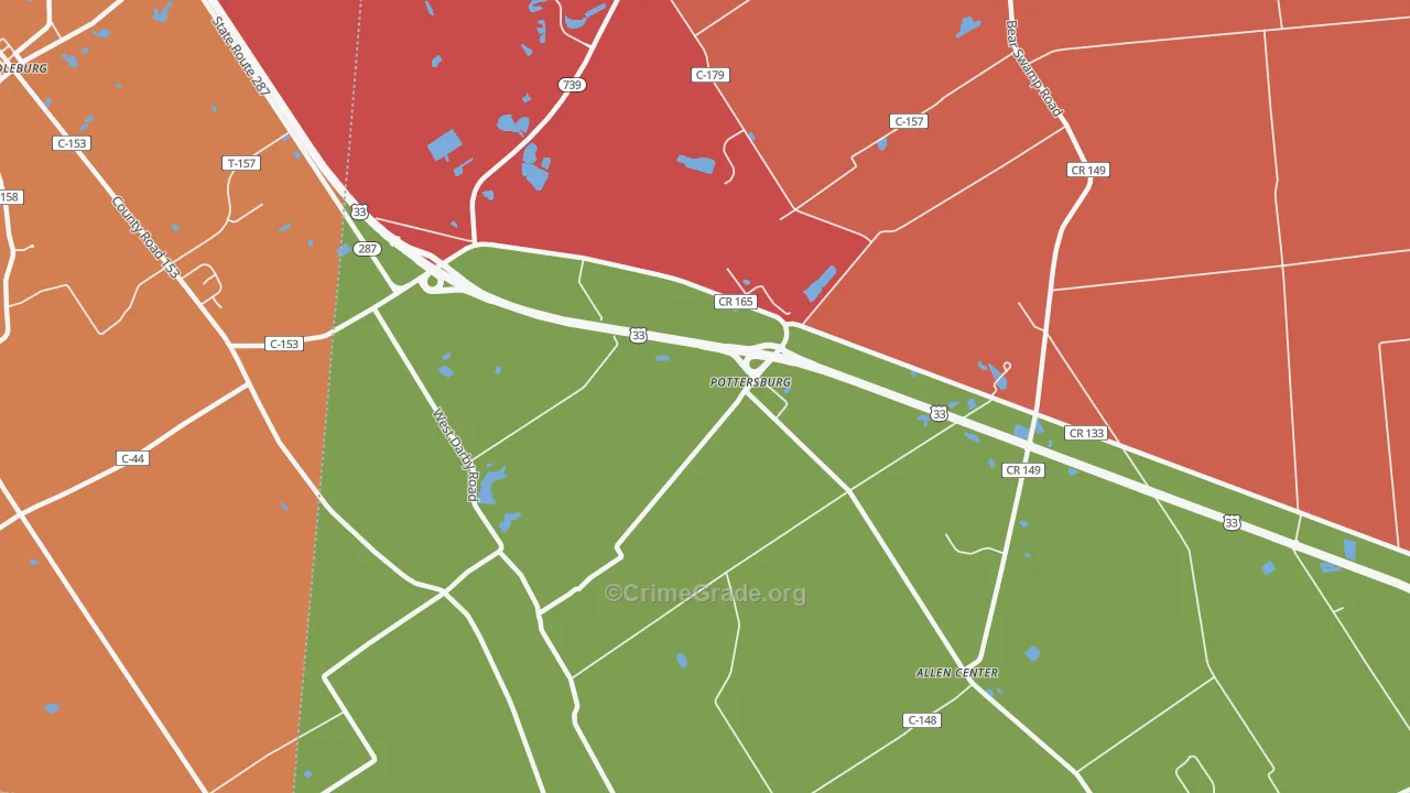 Pottersburg, OH Map of Assault Rates