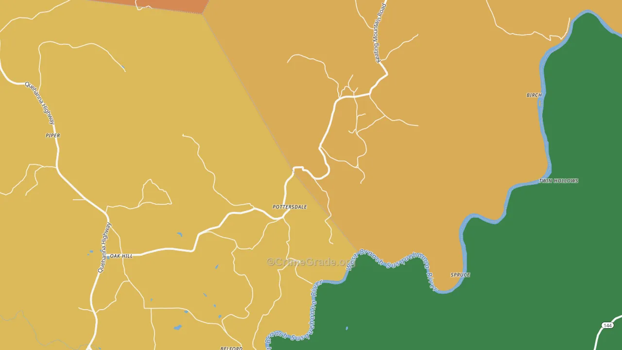 Pottersdale, PA Map of Assault Rates