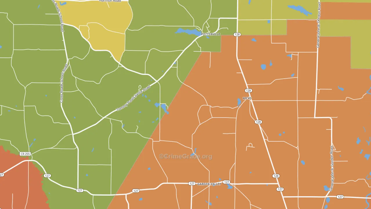 Potterville, GA Map of Assault Rates