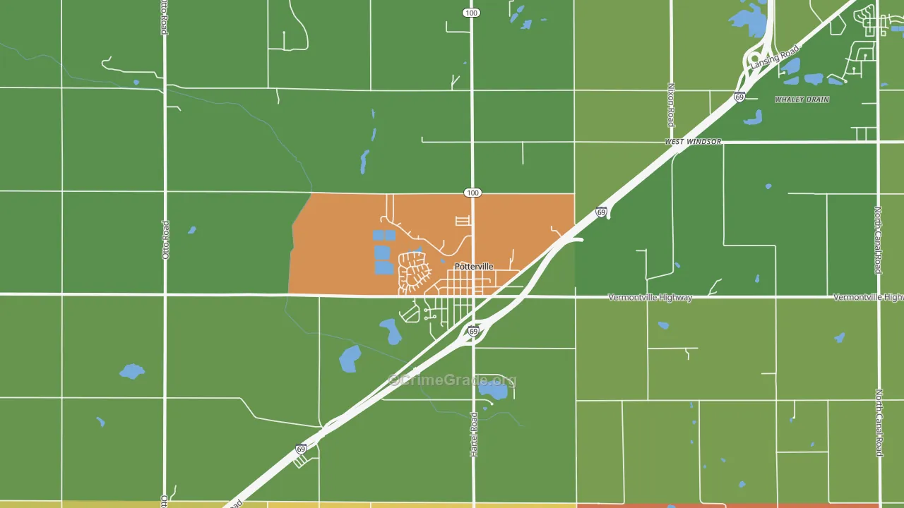 Potterville, MI Map of Assault Rates