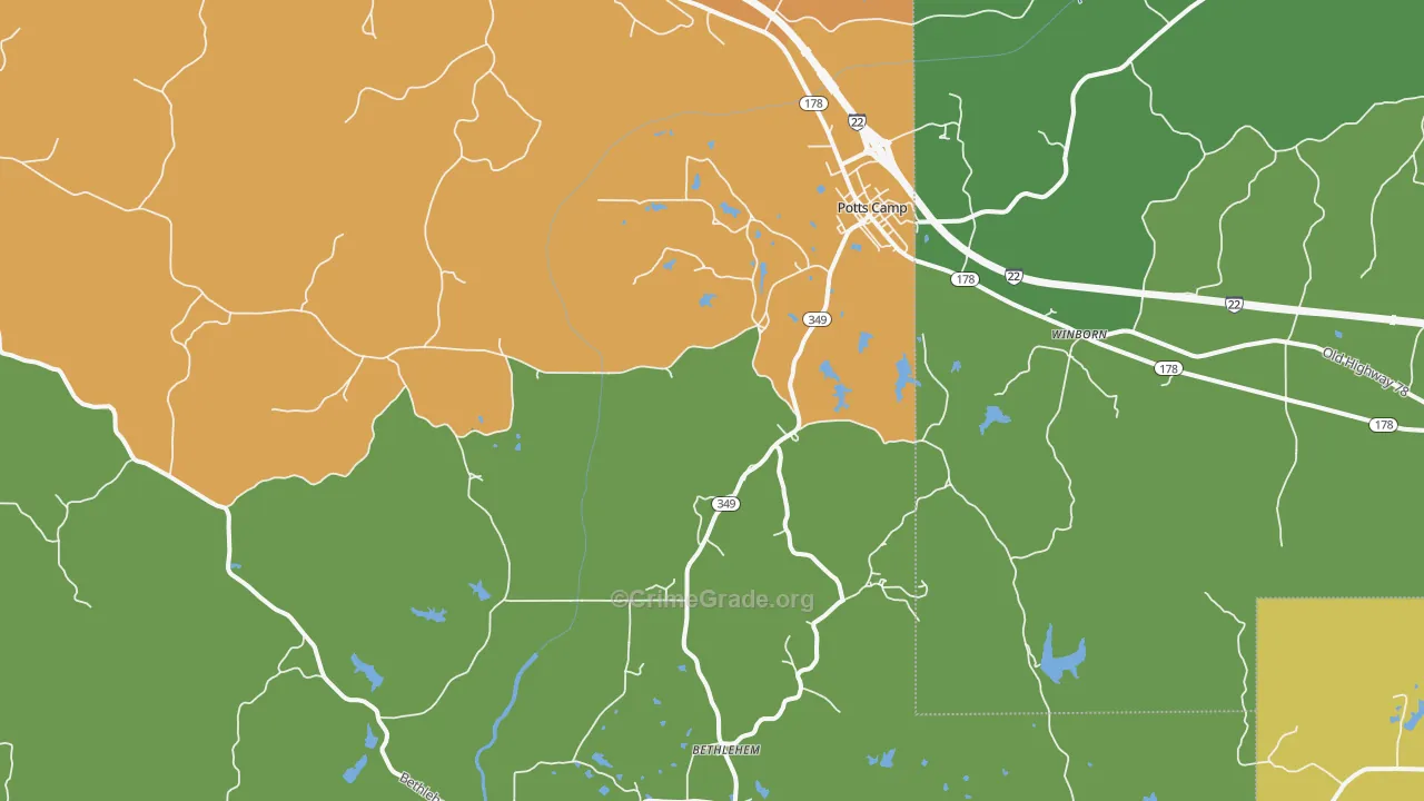 Potts Camp, MS Map of Assault Rates