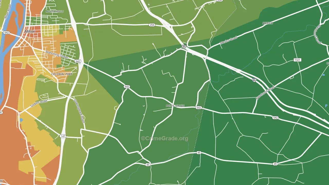 Potts Grove, PA Map of Assault Rates