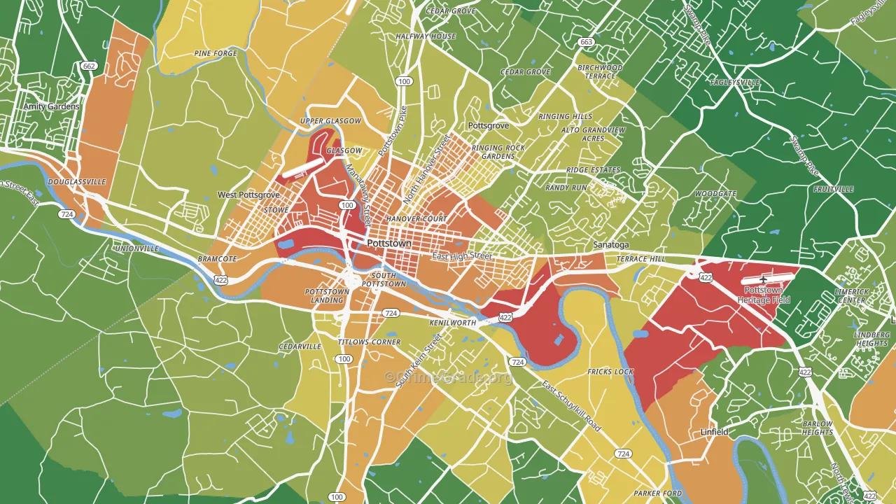 Pottstown, PA Map of Assault Rates