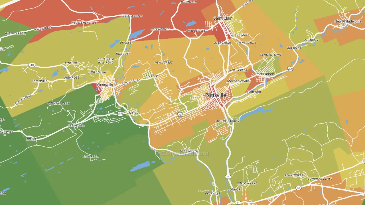 Pottsville, PA Map of Assault Rates