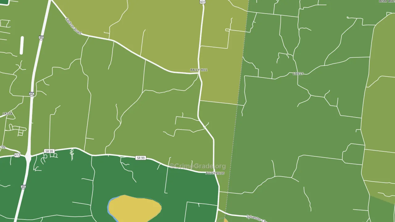Pottsville, TN Map of Assault Rates