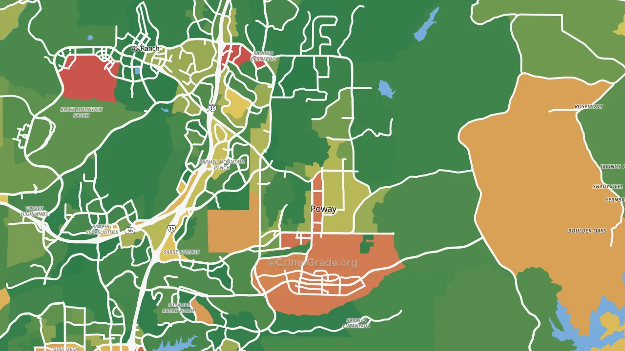 Poway, CA Map of Assault Rates