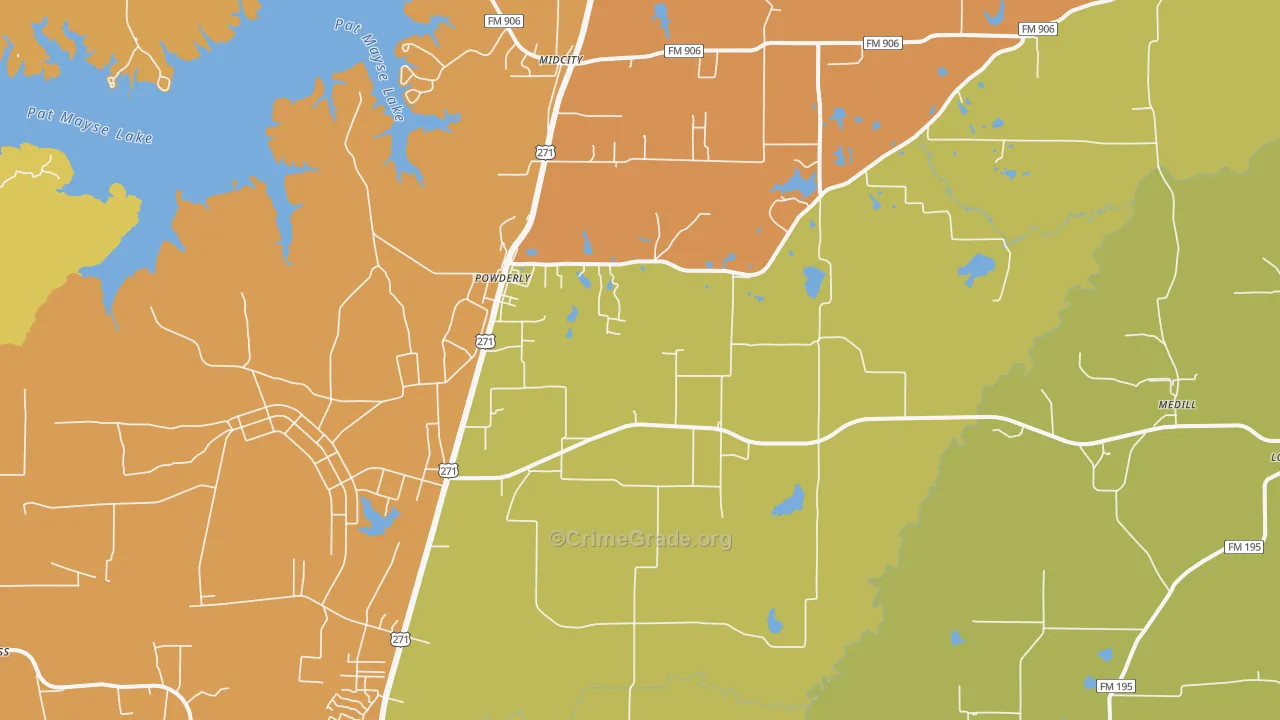 Powderly, TX Map of Assault Rates