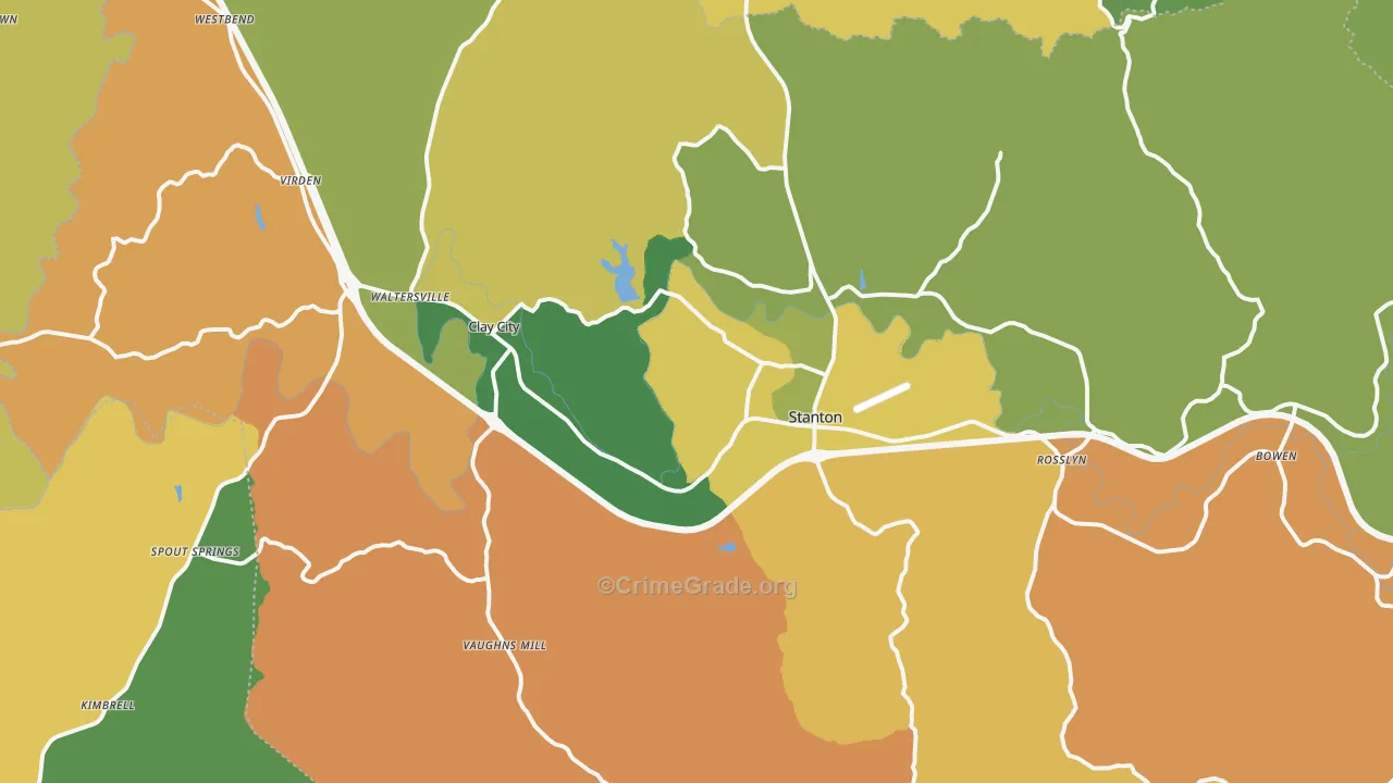 Powell County, KY Map of Assault Rates