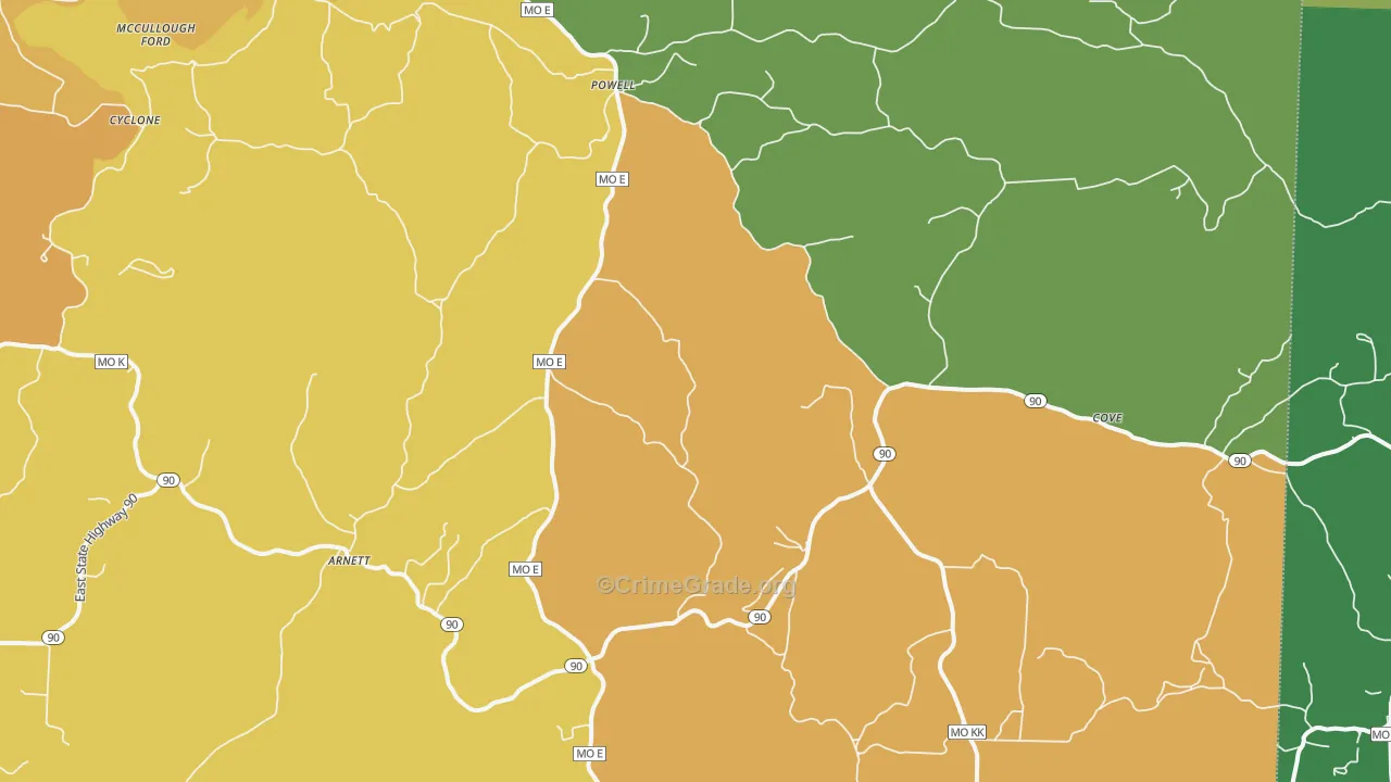 Powell, MO Map of Assault Rates