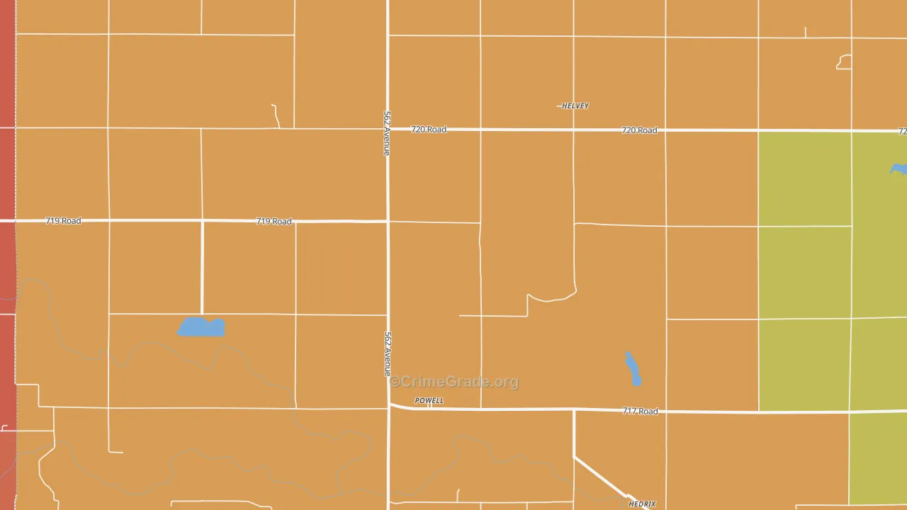 Powell, NE Map of Assault Rates