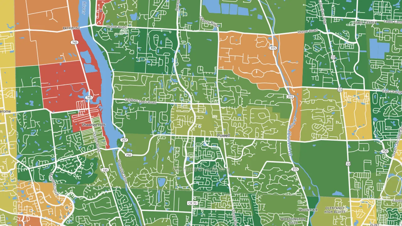 Powell, OH Map of Assault Rates